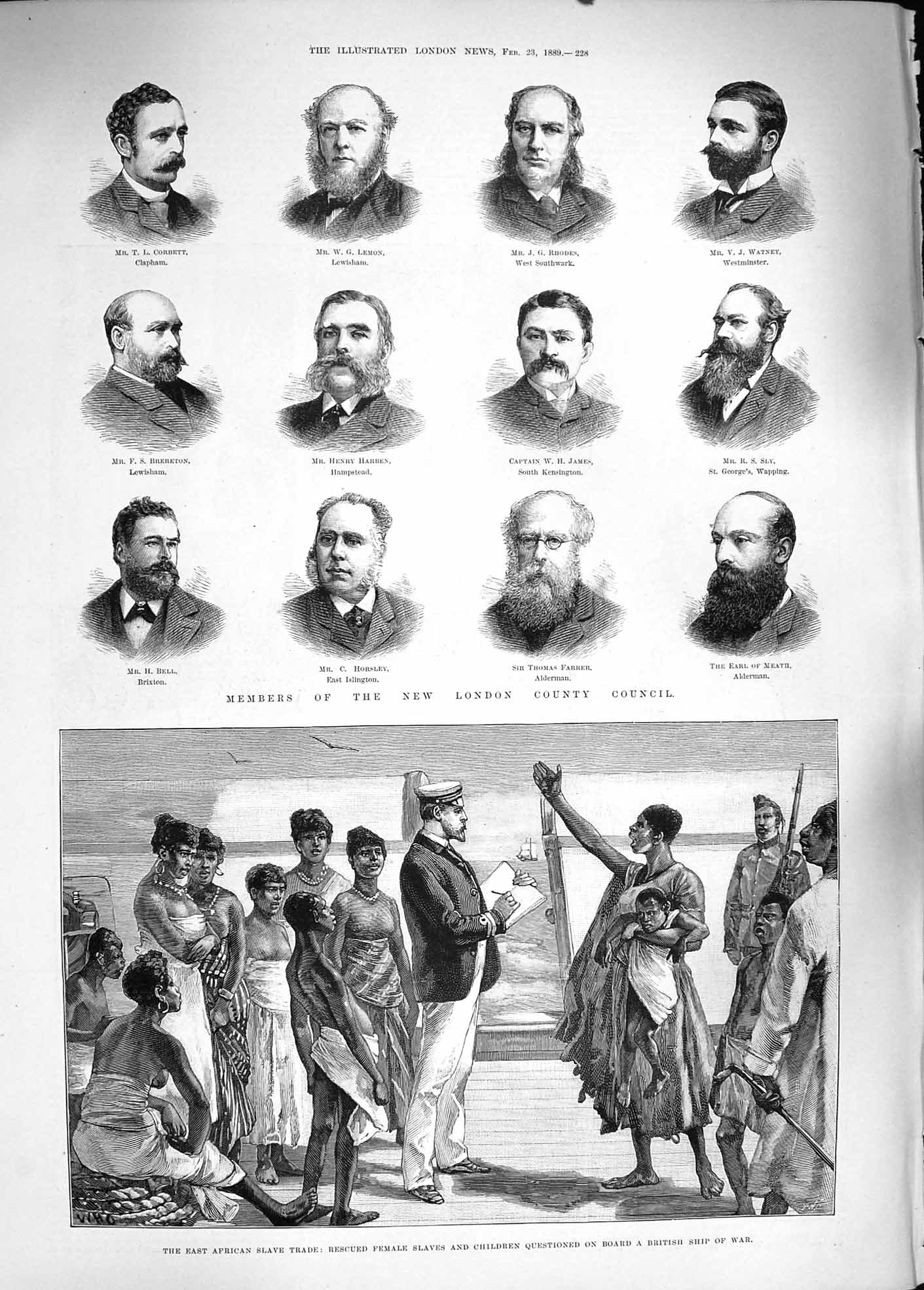Old Antique Print 1889 Africa Slave Trade London Council Theatre Princess 19th
