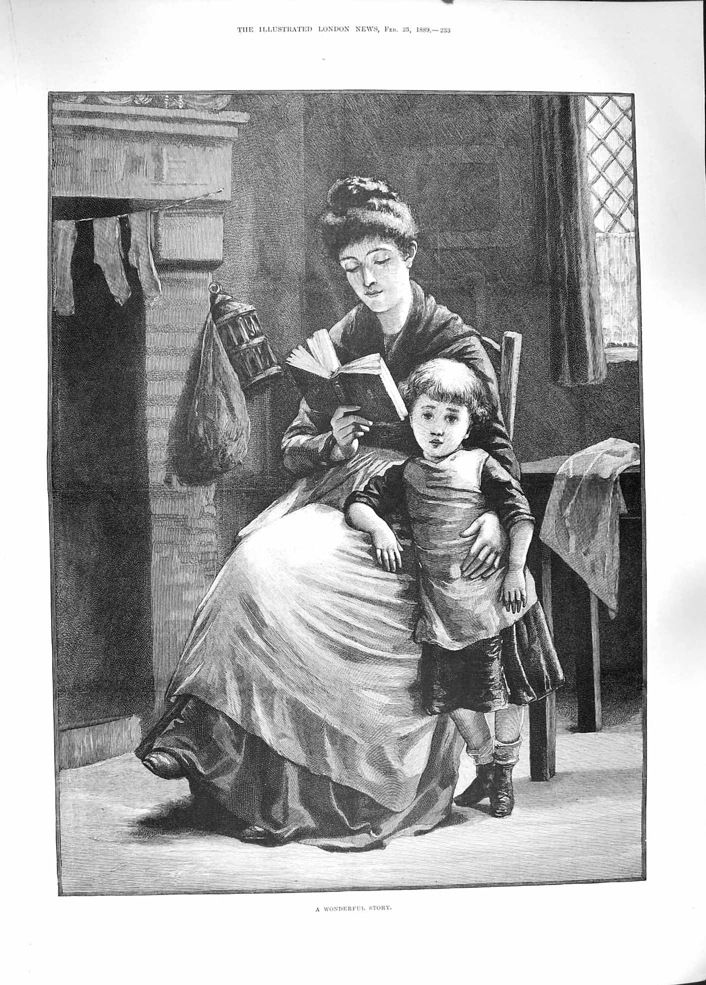 Original Old Antique Print 1889 Wonderful Story Mother Little Girl Book F 19th