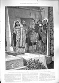Original Old Antique Print 1889 Roman People Weapons Cleopatra Woodville 19th