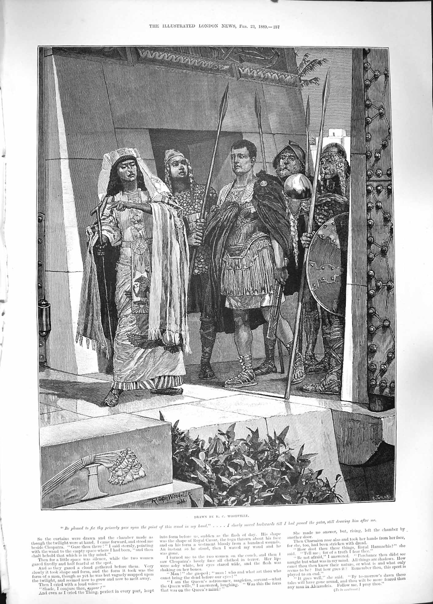 Original Old Antique Print 1889 Roman People Weapons Cleopatra Woodville 19th