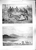 Old Antique Print 1889 Looshai Goorkhas Deer Island Loch Lomond Scotland 19th