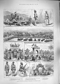 Original Old Antique Print 1889 Duke Connaught Hyderabad India Nizam Afzul Gate
