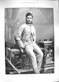 Original Old Antique Print 1889 Portrait Nizam Hyderabad Man Fine Art Victorian