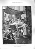 Original Old Antique Print 1889 Cleopatra Chaplet Bed Scene Fine Art Victorian