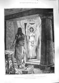 Original Old Antique Print 1889 Cleopatra Sacred Snake Royalty Woodville Art