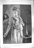 Original Old Antique Print 1889 Portrait Cleopatra Servant Woodville Art 19th