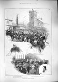 Original Old Antique Print 1889 Funeral Mr Bright Rochdale Ash Workpeople Hayle