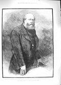 Original Old Antique Print 1889 Portrait Lord Salisbury Mr Bright House Commons