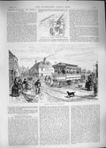 Original Old Antique Print 1889 Electric Tramway Northfleet Station Tr Victorian