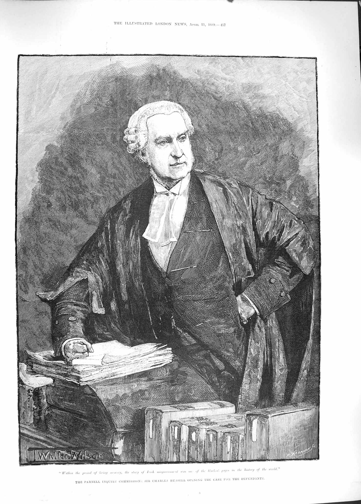 Old Antique Print 1889 Charles Russell Parnell Inquiry Commission Court 19th