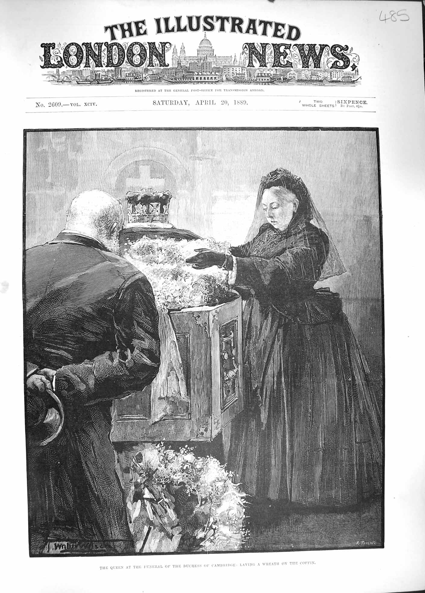 Old Antique Print 1889 Queen Funeral Duchess Cambridge Kew Church James'S 19th