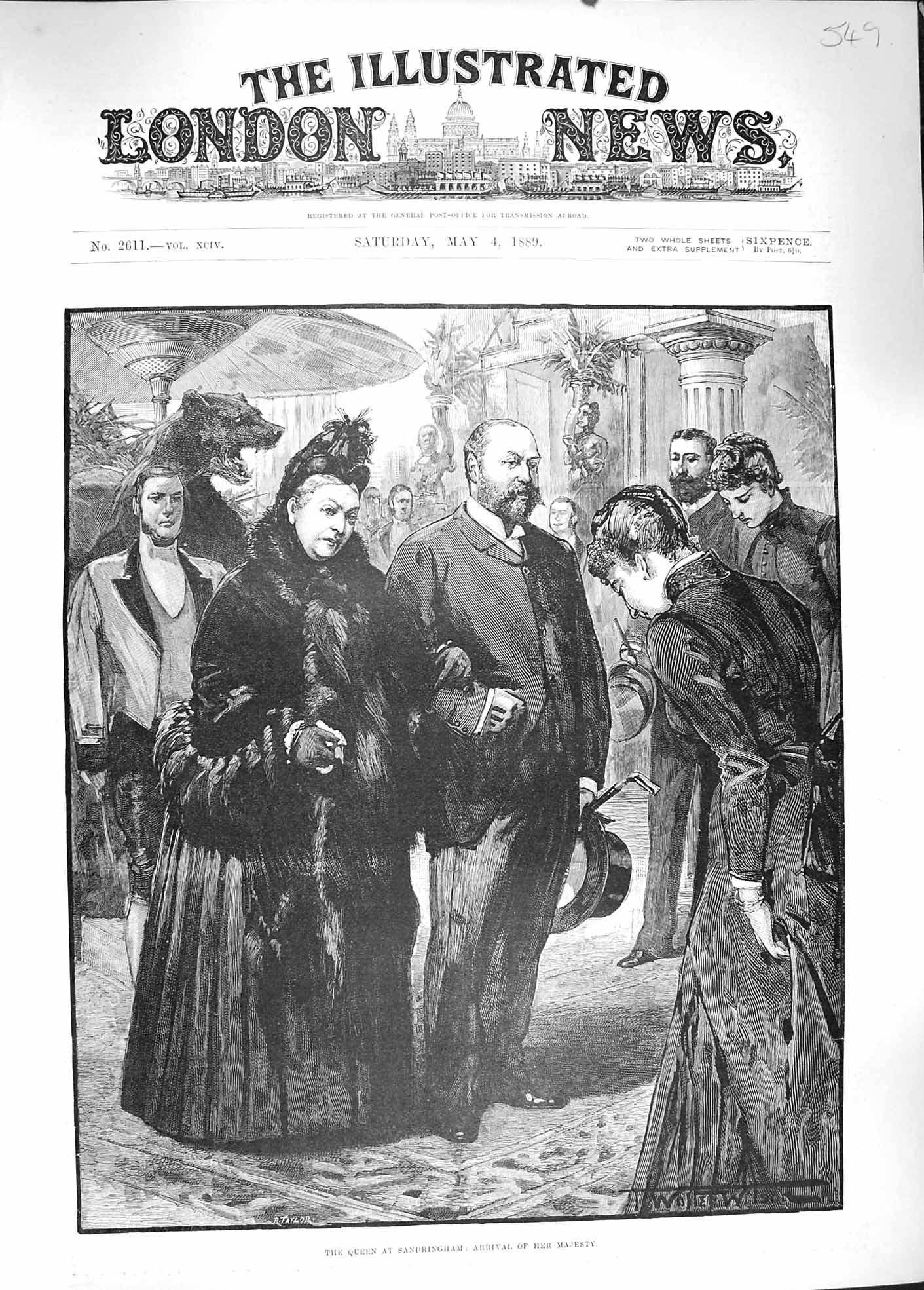 Old Antique Print 1889 Queen Victoria Sandringham Royal Family Fine Art 19th