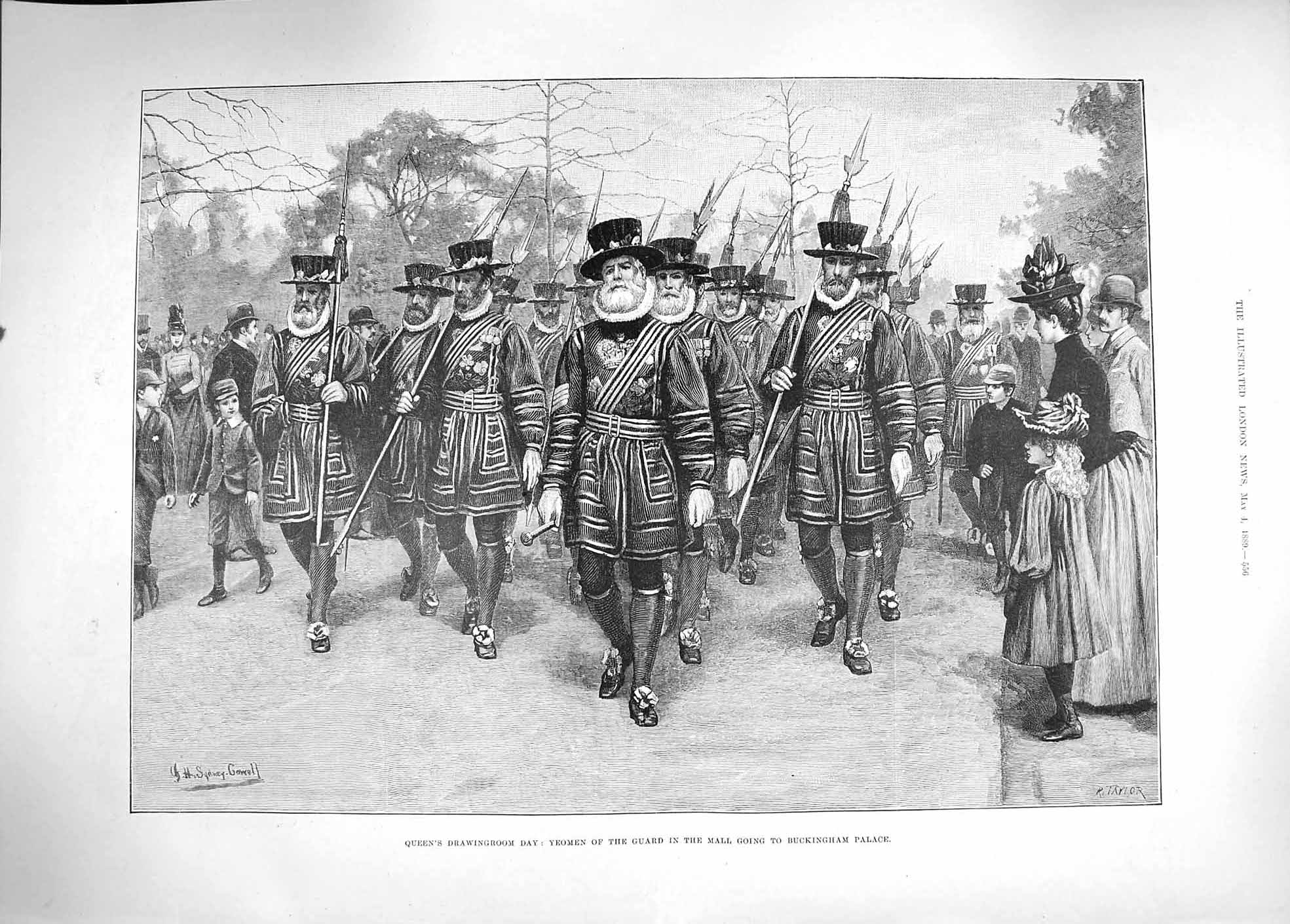 Old Antique Print 1889 Yeomen Guard Mall Buckingham Tram-Car Vienna Riots 19th