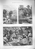 Old Antique Print 1889 Looshai Expedition Phyrang River Howsatta Stewart 19th