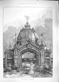 Old Antique Print 1889 Paris Exhibition Central Dome Architecture France 19th