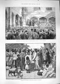 Original Old Antique Print 1889 Queen Eton College Provost Blankets Poor Au 19th