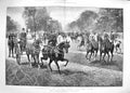 Original Old Antique Print 1889 Scene Rotten Row Hyde Park London Horses 19th