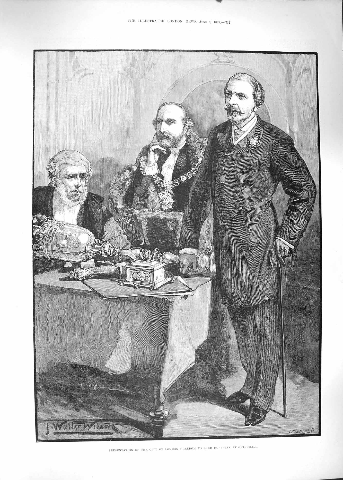Old Antique Print 1889 Lord Dufferin Guildhall Freedom City London Wilson 19th