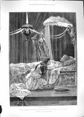 Original Old Antique Print 1889 Cleopatra Antony Gen Bed Romance Woodville 19th