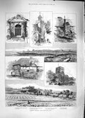 Original Old Antique Print 1889 Rambling Kent Deal Church Mongeham C Victorian
