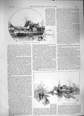 Original Old Antique Print 1889 Fordwich Townhall Drowning Wharf To Victorian