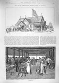Original Old Antique Print 1889 Queen Pavilion Agricultural Show Windsor Butter