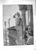 Original Old Antique Print 1889 Cleopatra Men Look-Out Roman Rider Haggard 19th