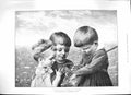 Original Old Antique Print Dvorak 1889 Good Catch Children Butterfly Net 19th