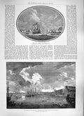 Original Old Antique Print 1889 Navy Ship Spithead Dockyard Deptford Ad 19th