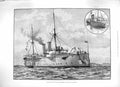 Original Old Antique Print Wells 1889 Navy Review War Ship Magicienne Victorian