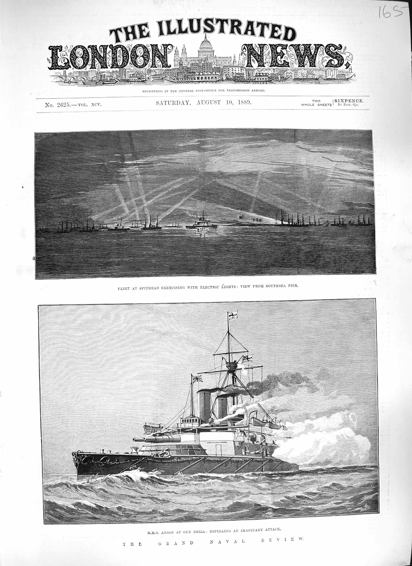 Original Old Antique Print 1889 Ships Spithead Anson Torpedo Baden Immortalite