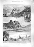 Old Antique Print 1889 Bohemia Oybin Monastery Ship Northumberland Tryon 19th