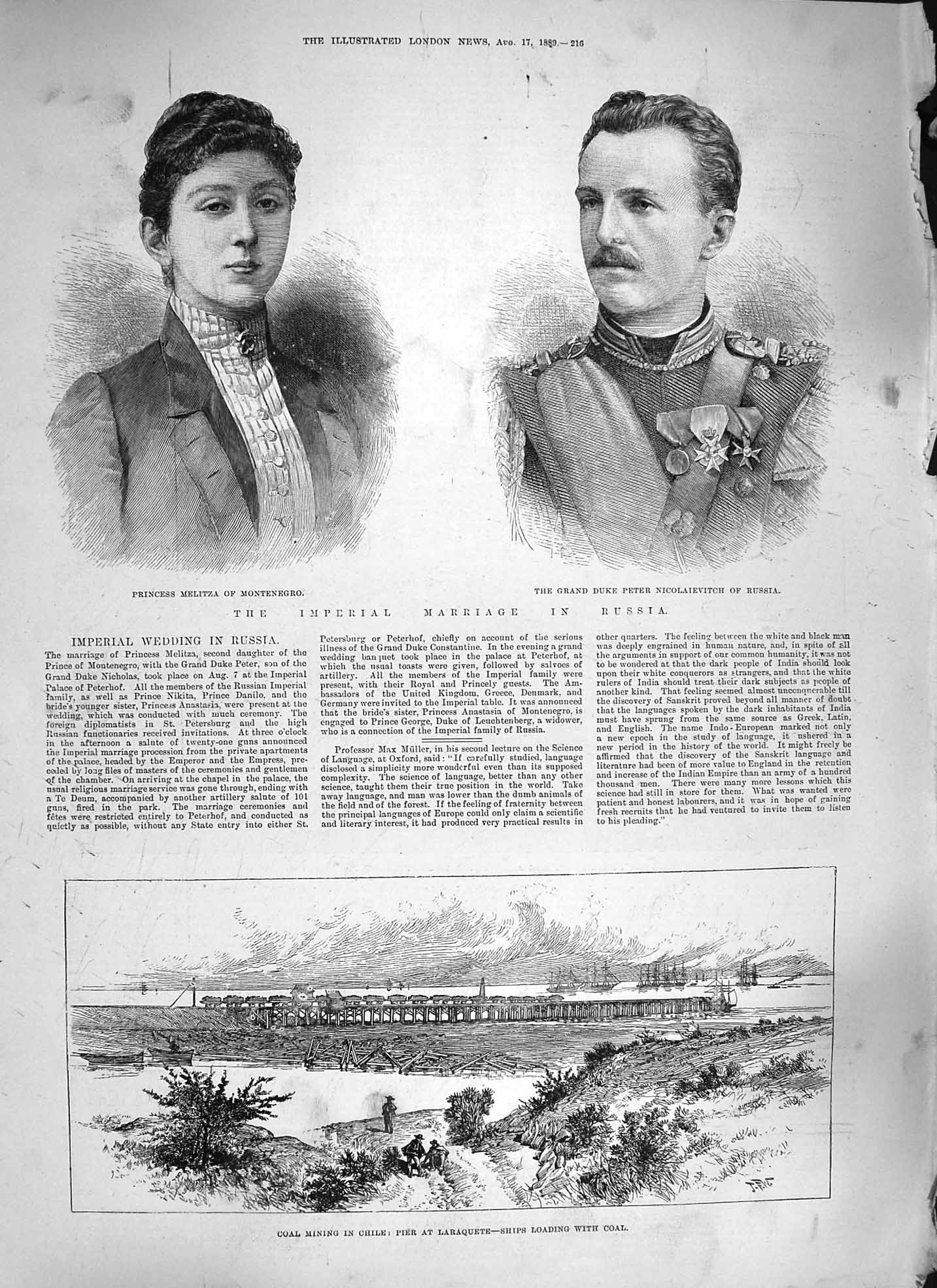 Old Antique Print 1889 Coal Mining Chile Laraquete Russia Melitza Peter 19th