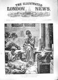 Original Old Antique Print Poynter 1889 Corner Market Place Ladies Baby 19th