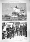 Original Old Antique Print 1889 Admiral Tryon Ship Hercules Shannon Baird Ajax