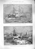 Old Antique Print 1889 Admiral Baird Ship Duke Monarch Rodney Hero Howe 19th