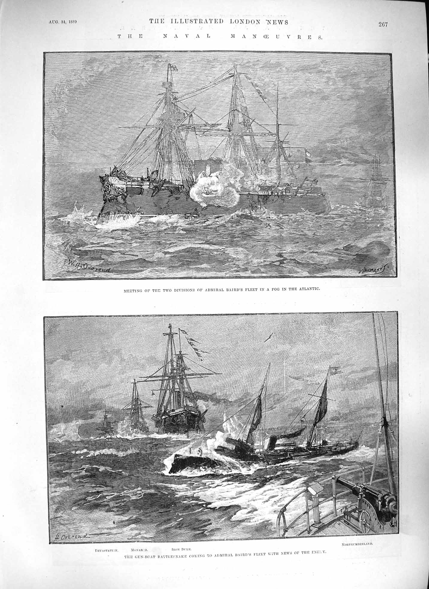 Old Antique Print 1889 Admiral Baird Ship Duke Monarch Rodney Hero Howe 19th