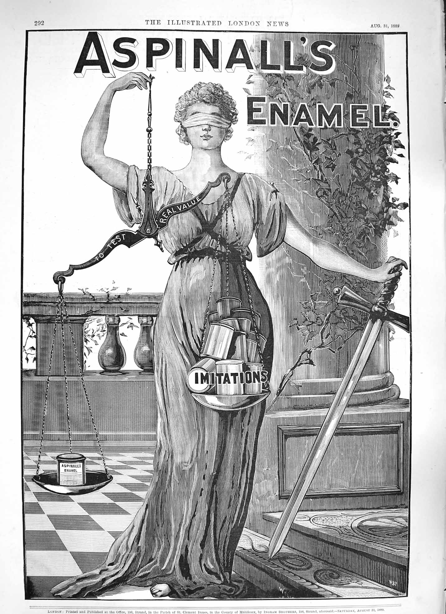 Original Old Antique Print 1889 Advertisement Aspinalls Enamel Ingram Brothers