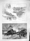 Old Antique Print 1889 Fire Antwerp Mauricewood Colliery Penicuik Mining 19th