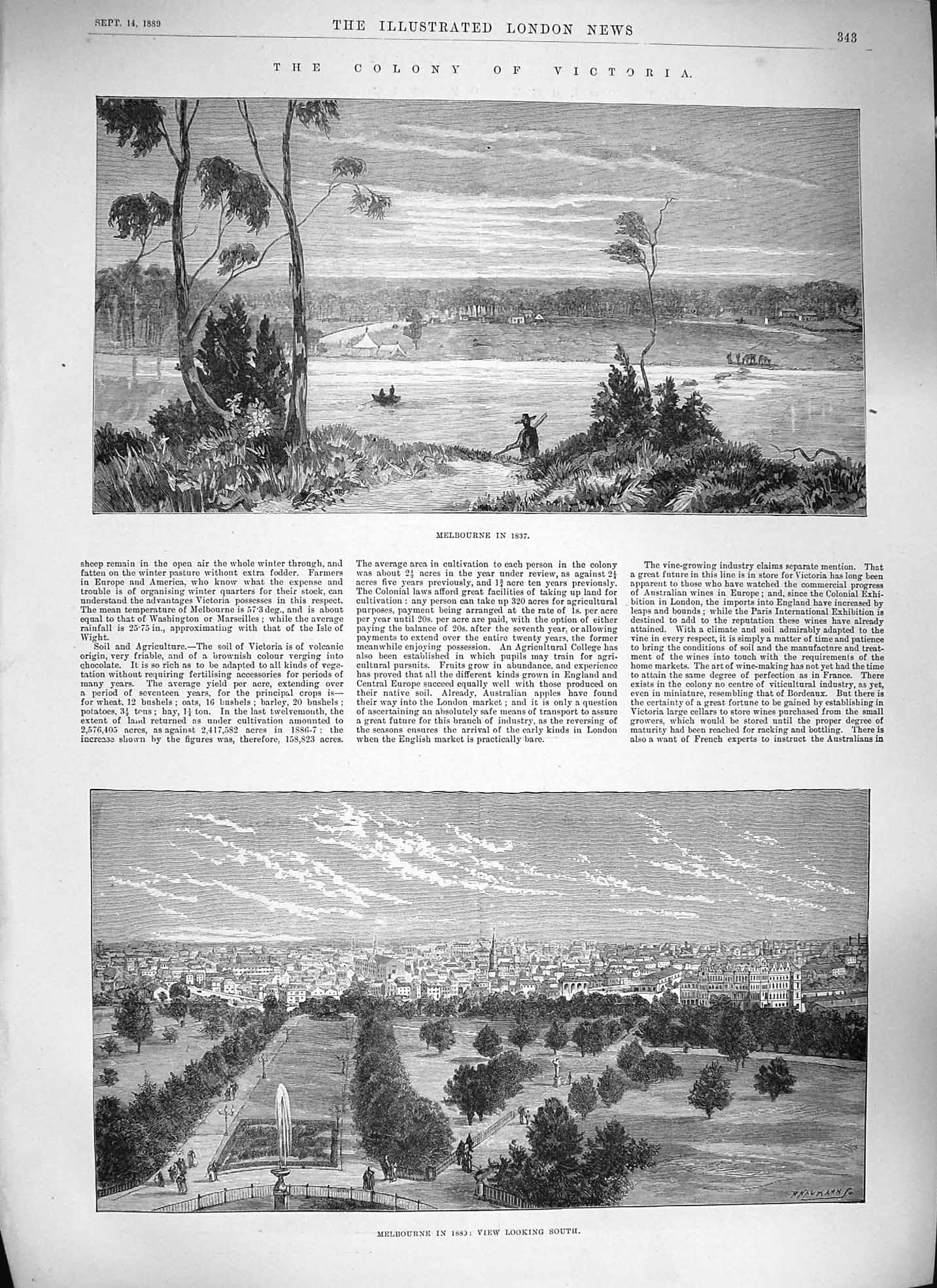 Old Antique Print 1889 Victoria Melbourne Paris Exhibition Quai D'Orsay 19th