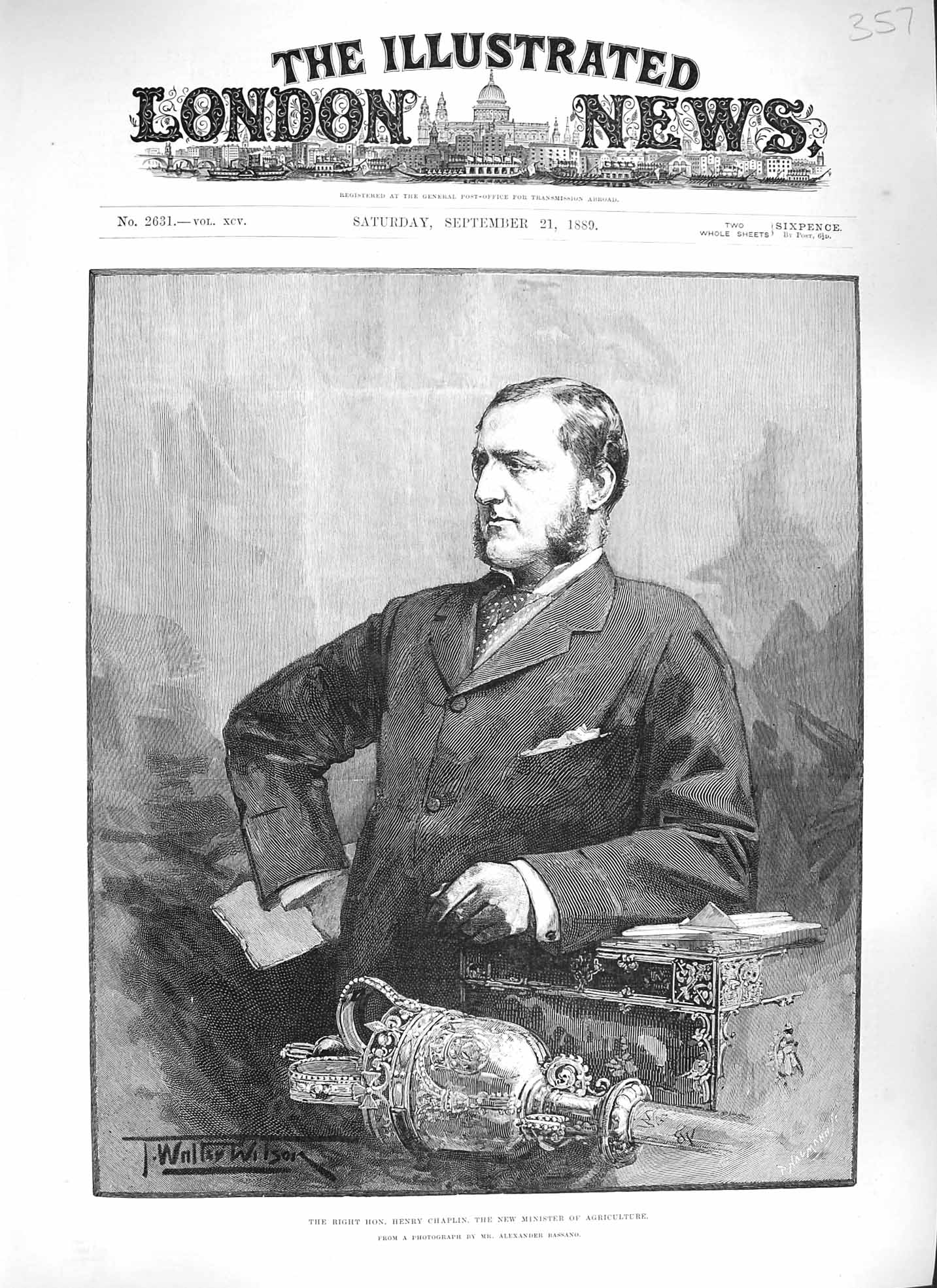 Old Antique Print Wilson 1889 Portrait Henry Chaplin Minister Agriculture 19th