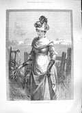 Original Old Antique Print Knowles 1889 Lady Manor Autumn Stroll Lady Victorian
