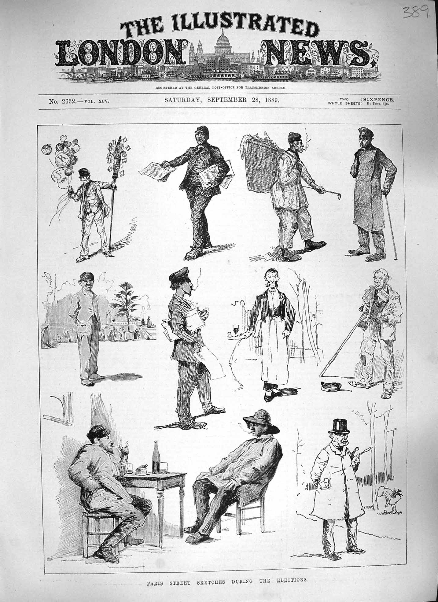Original Old Antique Print 1889 Paris Street Scene Elections Parliament Men