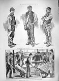 Original Old Antique Print 1889 Strike Dock Labourers London Paris El Victorian