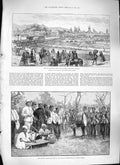 Original Old Antique Print 1889 City Santiago Tramway Station British Gambia