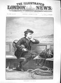 Original Old Antique Print Chevalier 1889 Seeking Fortune Young Boy Ship Violin