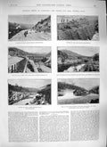 Original Old Antique Print 1889 River-Bed Mining California Gen Gate Mine Flume