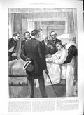 Original Old Antique Print 1889 Lord Harry Sick Bed Nurse Doctor 19th