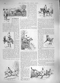 Original Old Antique Print 1889 Fox Hunting Hounds Horses Sport Roumanian Lady