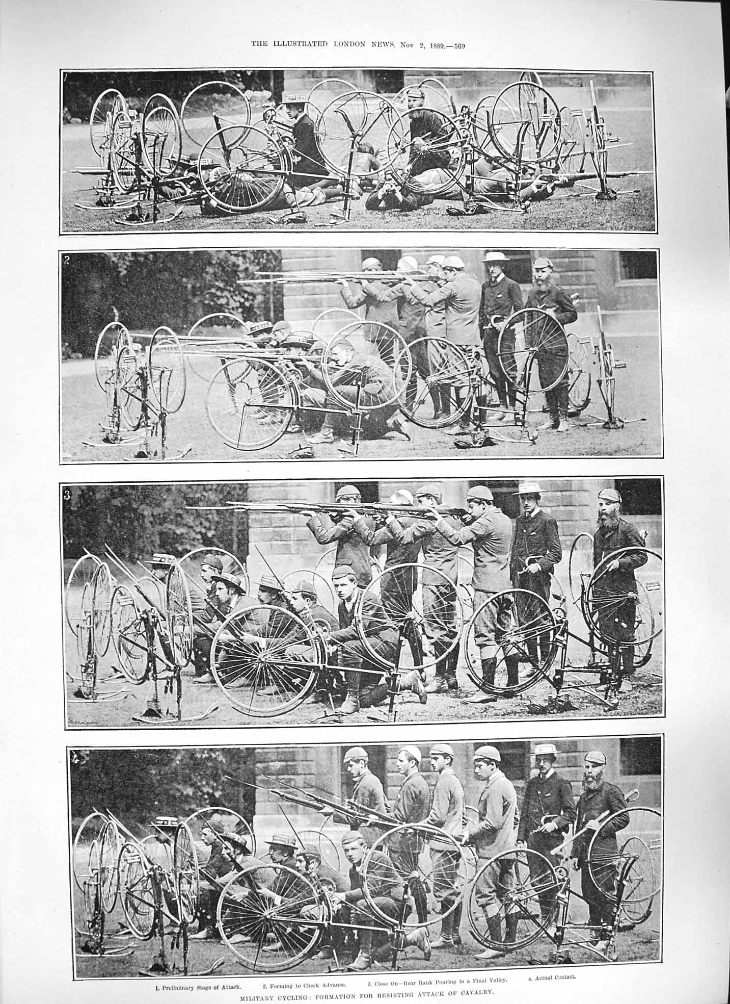 Original Old Antique Print 1889 Military Cycling Siers Weapons War Cavalry 19th